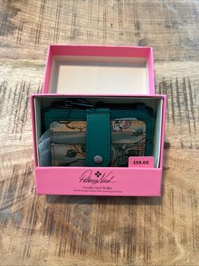 Patricia Nash Teal Floral Leather Card Wallet